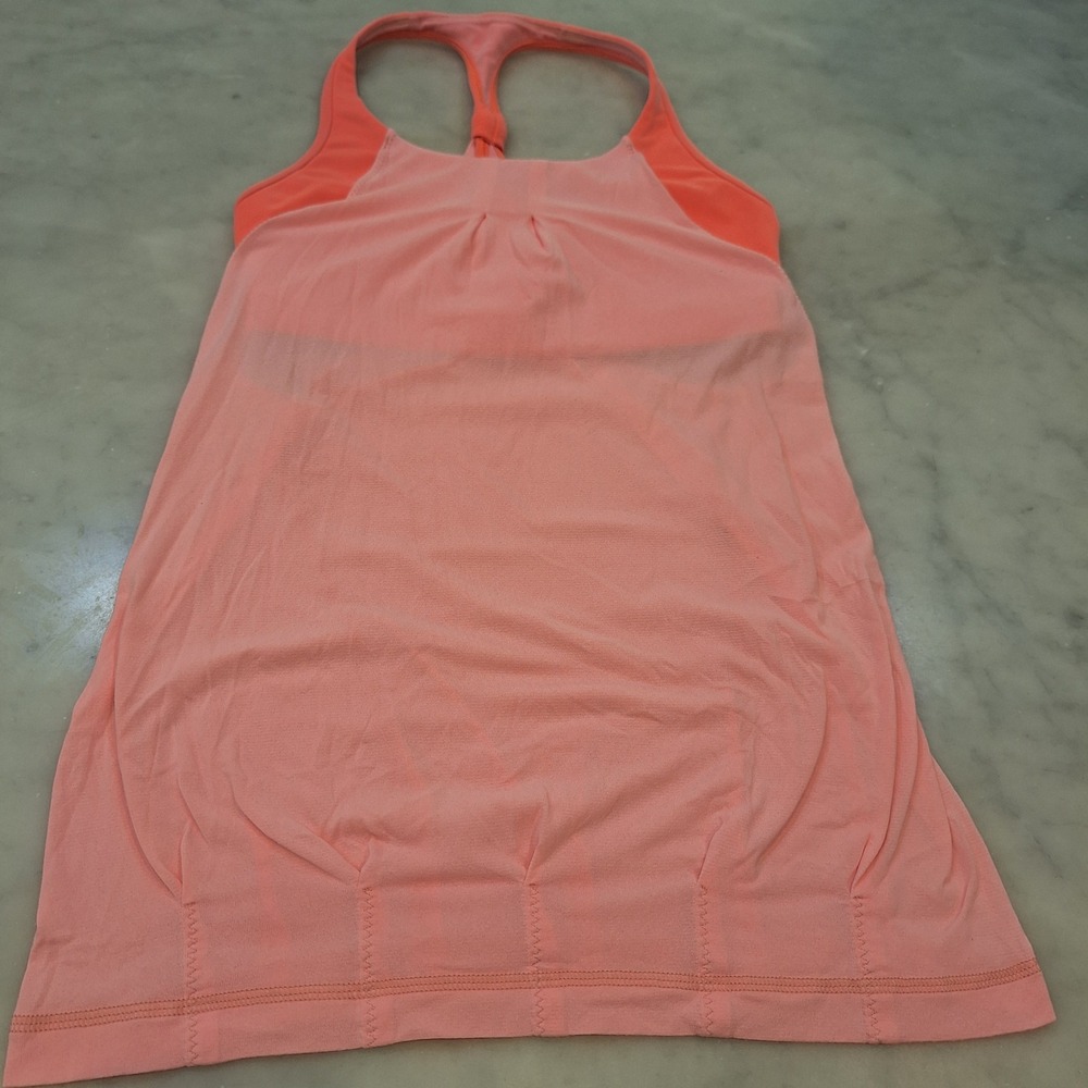 Lululemon No Limits Tank Top Women 6 Coral Pink 2-in-1 Built-in Bra Yoga Track